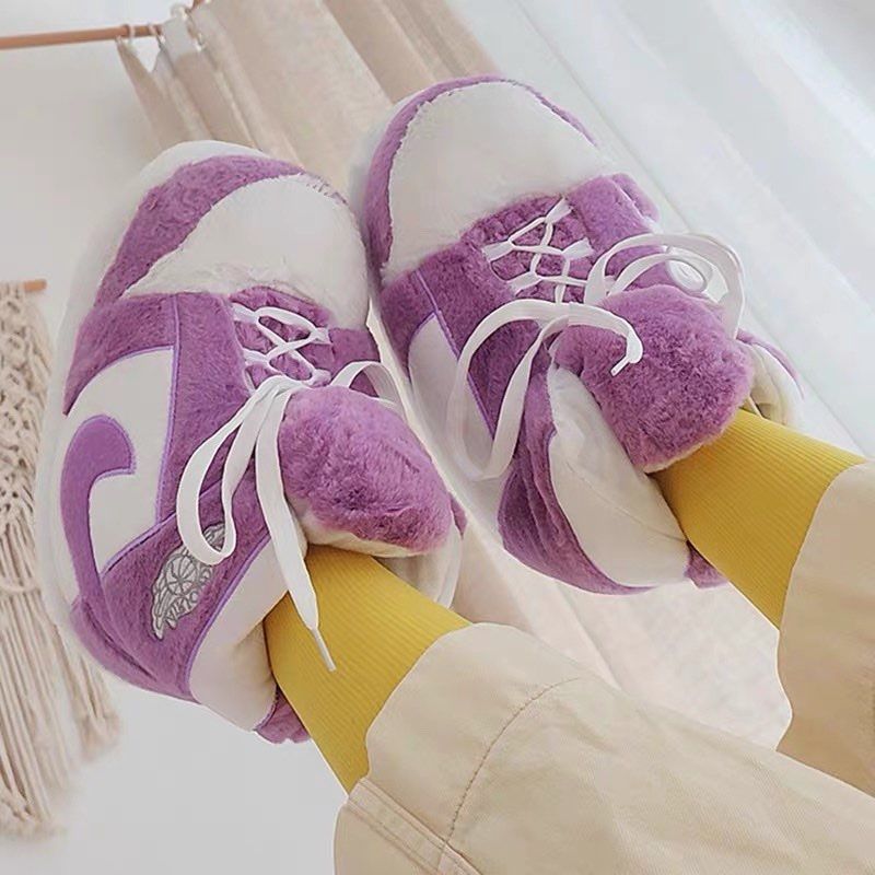 Lilac Plush Check Sneakers